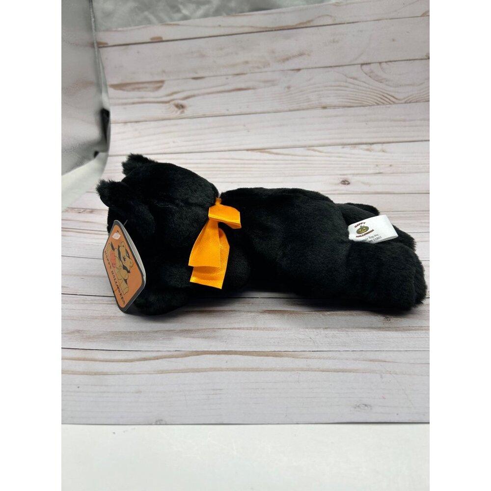Snuggie Toys Black Cat Plush‎ 10" Halloween Stuffed Animal Orange Bow NWT